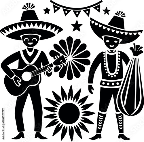 cinco de mayo element vector silhouette designs
