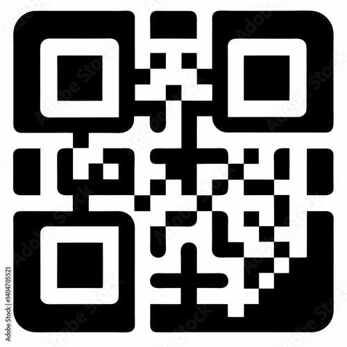 Black QR code vector on white background.
