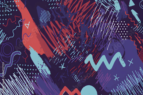 Abstract Artwork : A vibrant, high-resolution artistic composition, full of dynamic brushstrokes, geometric shapes, and bold colors, creating an intriguing visual experience.