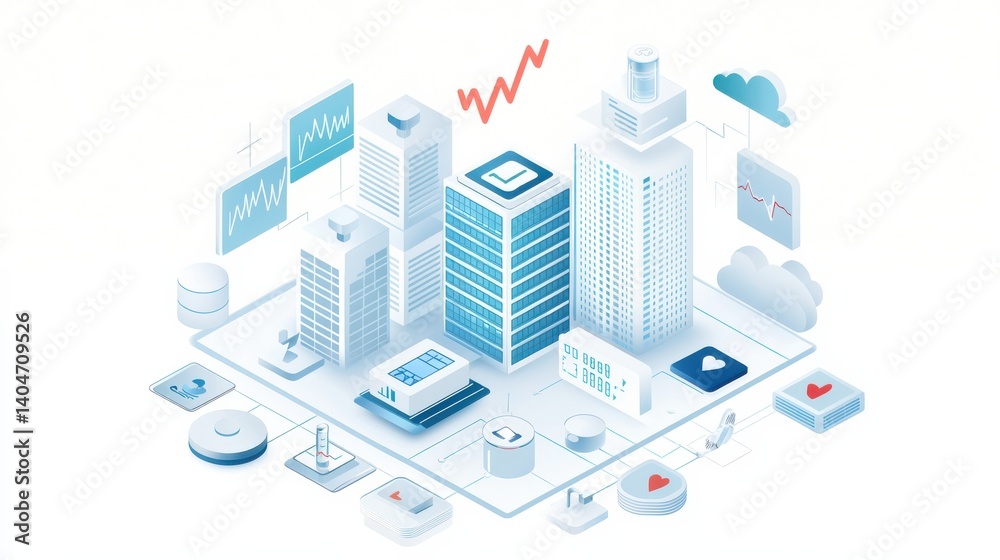 Innovative smart health system implementation in urban environments digital illustration modern aesthetic Innovative smart health system implementation in urban environments digital illustration modern aesthetic