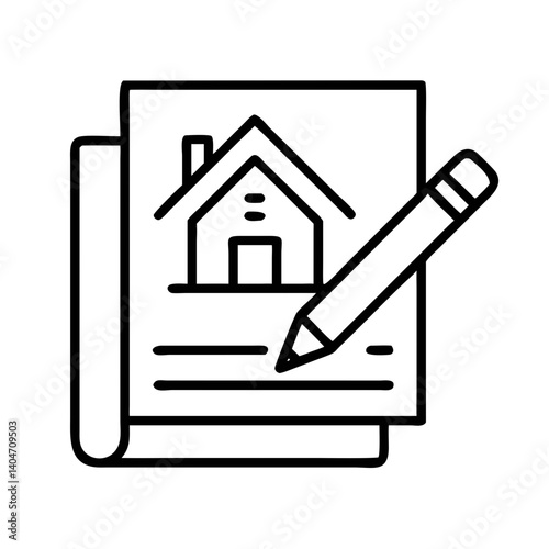Real Estate Design Document with Pencil Icon Design
