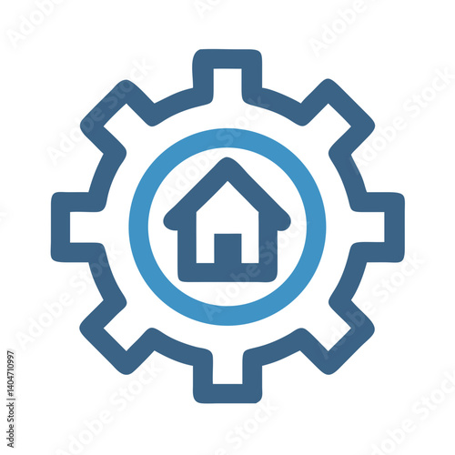 Real Estate Inside Gear Symbol Icon Design
