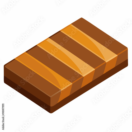 Chocolate bar featuring decorative stripes on its surface, showcasing a rich brown color and a glossy finish.