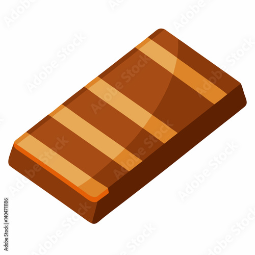 Chocolate bar featuring decorative stripes on its surface, showcasing a rich brown color and a glossy finish.
