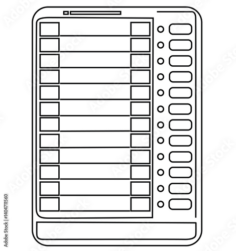 Cute cartoon hand drawn vector EVM Voting Machine coloring page.
