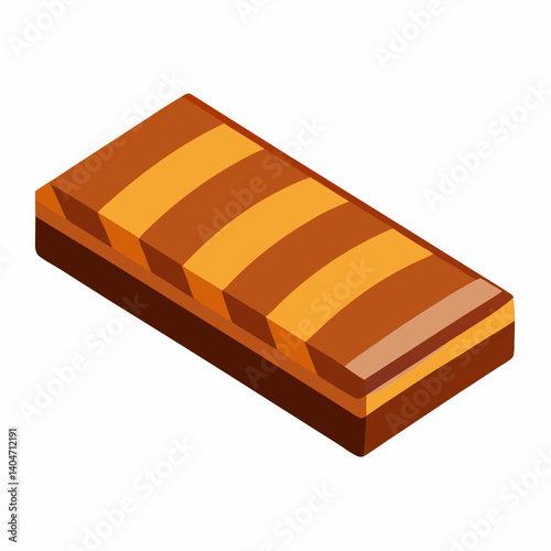 Chocolate bar featuring decorative stripes on its surface, showcasing a rich brown color and a glossy finish.