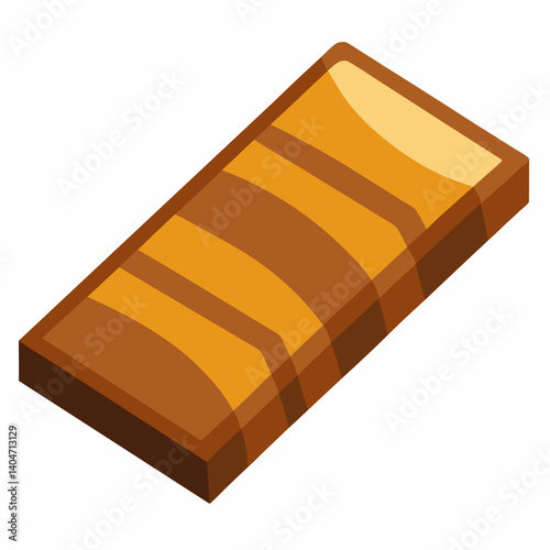 Chocolate bar featuring decorative stripes on its surface, showcasing a rich brown color and a glossy finish.