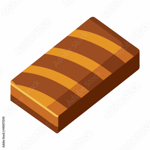Chocolate bar featuring decorative stripes on its surface, showcasing a rich brown color and a glossy finish.