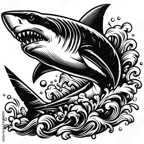 black and white shark