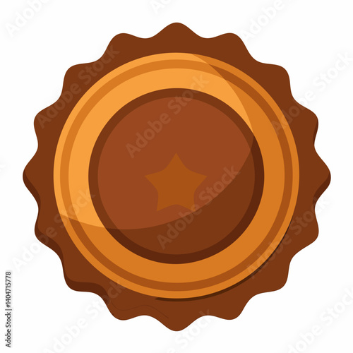 A brown chocolate coin featuring a symbol embossed on its surface.