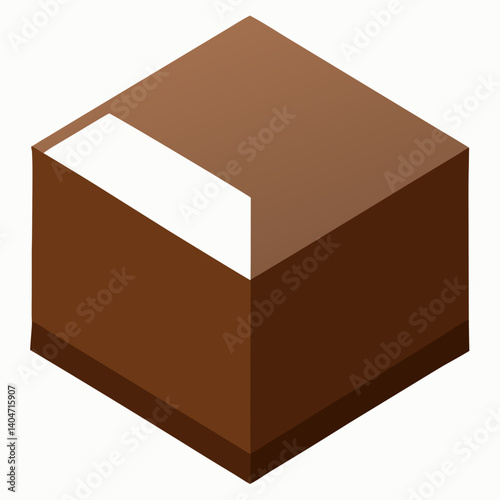 A brown block of bread resting on a clean white background.