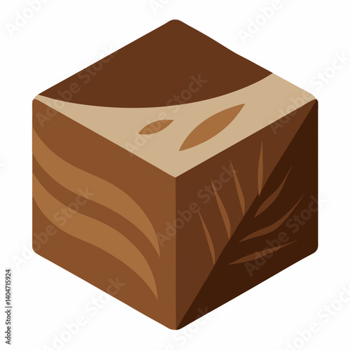 A brown block of bread resting on a clean white background.