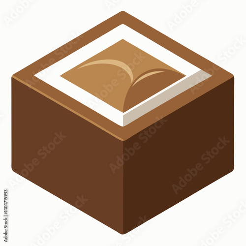 A brown block of bread resting on a clean white background.