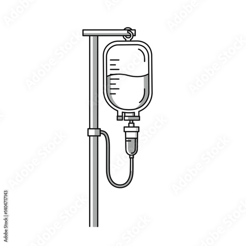 Intravenous Drip: A simple and elegant representation of a medical intravenous drip setup, conveying concepts of health, care, and medical treatment.