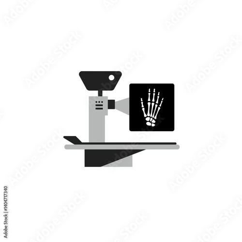 X-Ray Examination Machine Illustration: A detailed illustration of an X-ray machine, ready to produce a detailed examination. The composition has a clean and modern feel.