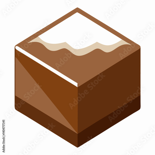 A brown block of bread resting on a clean white background.