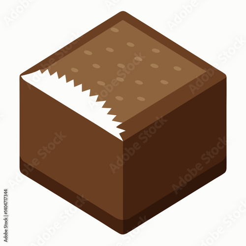A brown block of bread resting on a clean white background.