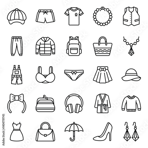 set of clothing and accessories icon vector