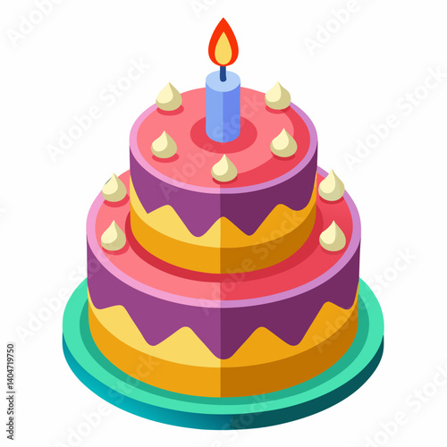 birthday cake vector illustration celebration dessert sweet party candle happy birthday yummy pastry 10