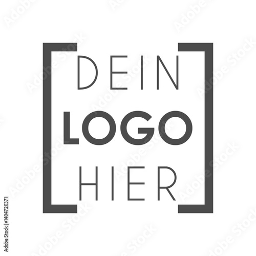 Platzhalter DEIN LOGO HIER - deutscher Text in grauem Rahmen, isoliert, für web, shop, affiliate, marketing 