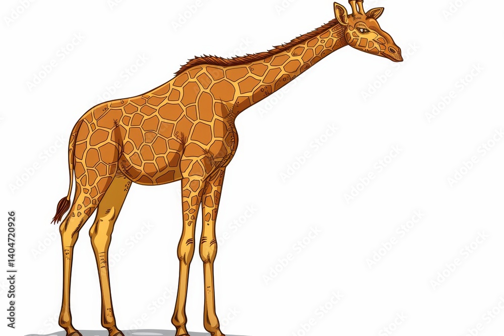 Naklejka premium Cute cartoon giraffe on white background close-up
