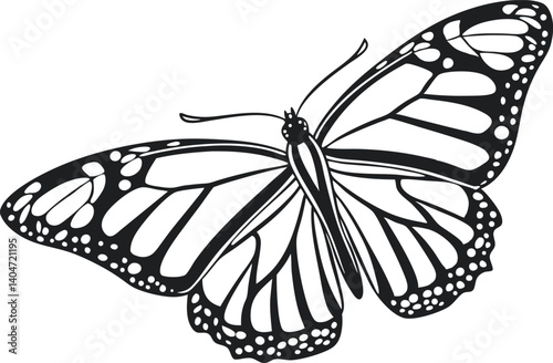 Intricate Black & White Butterfly Illustration Set - High Contrast Minimalist Monarch Art