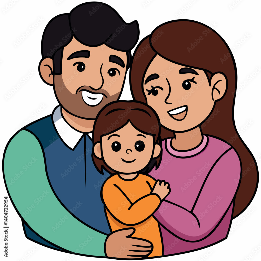 Charming Family Scene of Loving Parents and Child, Ideal for Family-Centric Visuals Charming Family Scene of Loving Parents and Child, Ideal for Family-Centric Visuals