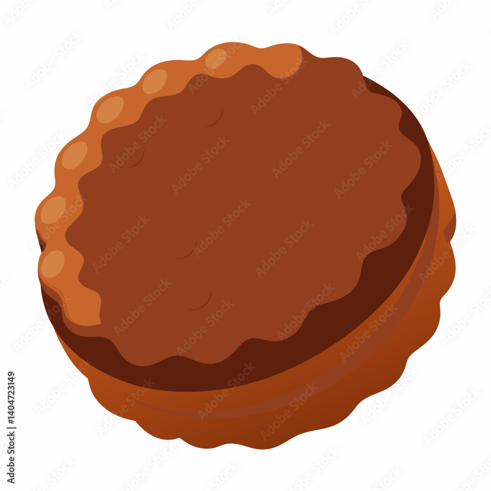 Chocolate hamburger on a white background, featuring layers of chocolate patty, cream filling, and a cookie bun. Chocolate hamburger on a white background, featuring layers of chocolate patty, cream filling, and a cookie bun.