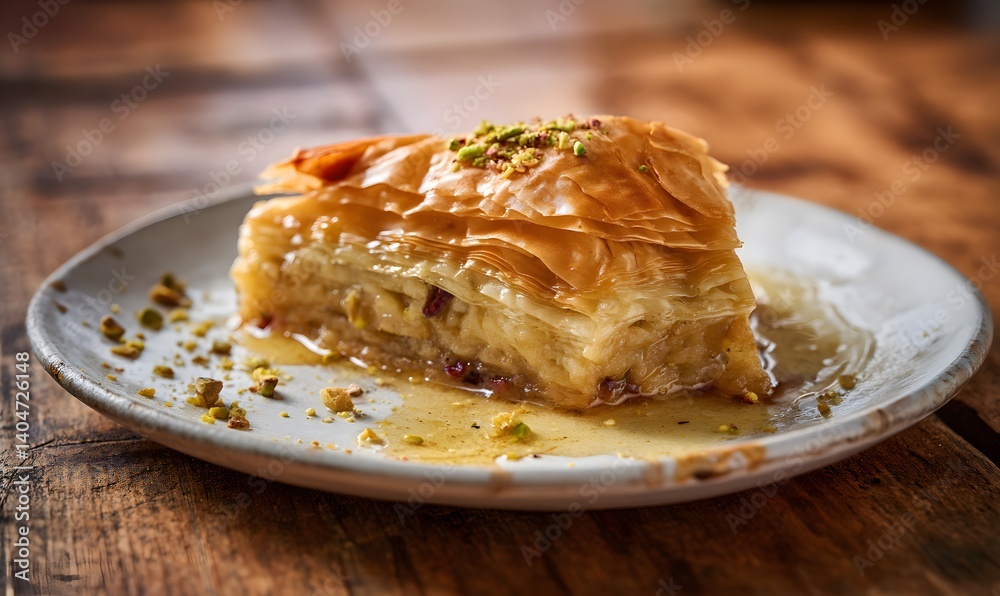 Baklava with a thin layer of filo, Generative AI Baklava with a thin layer of filo, Generative AI