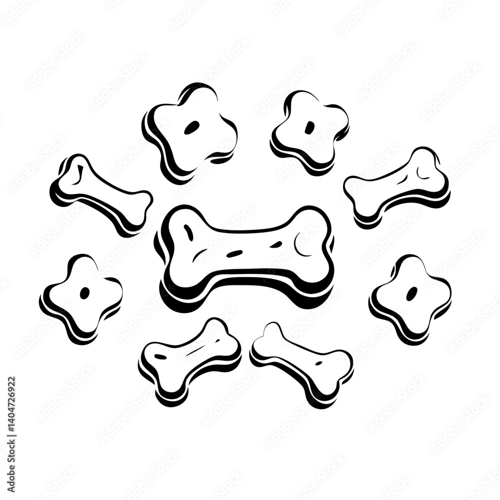 Fototapeta premium Various shapes of dog treats on transparent background