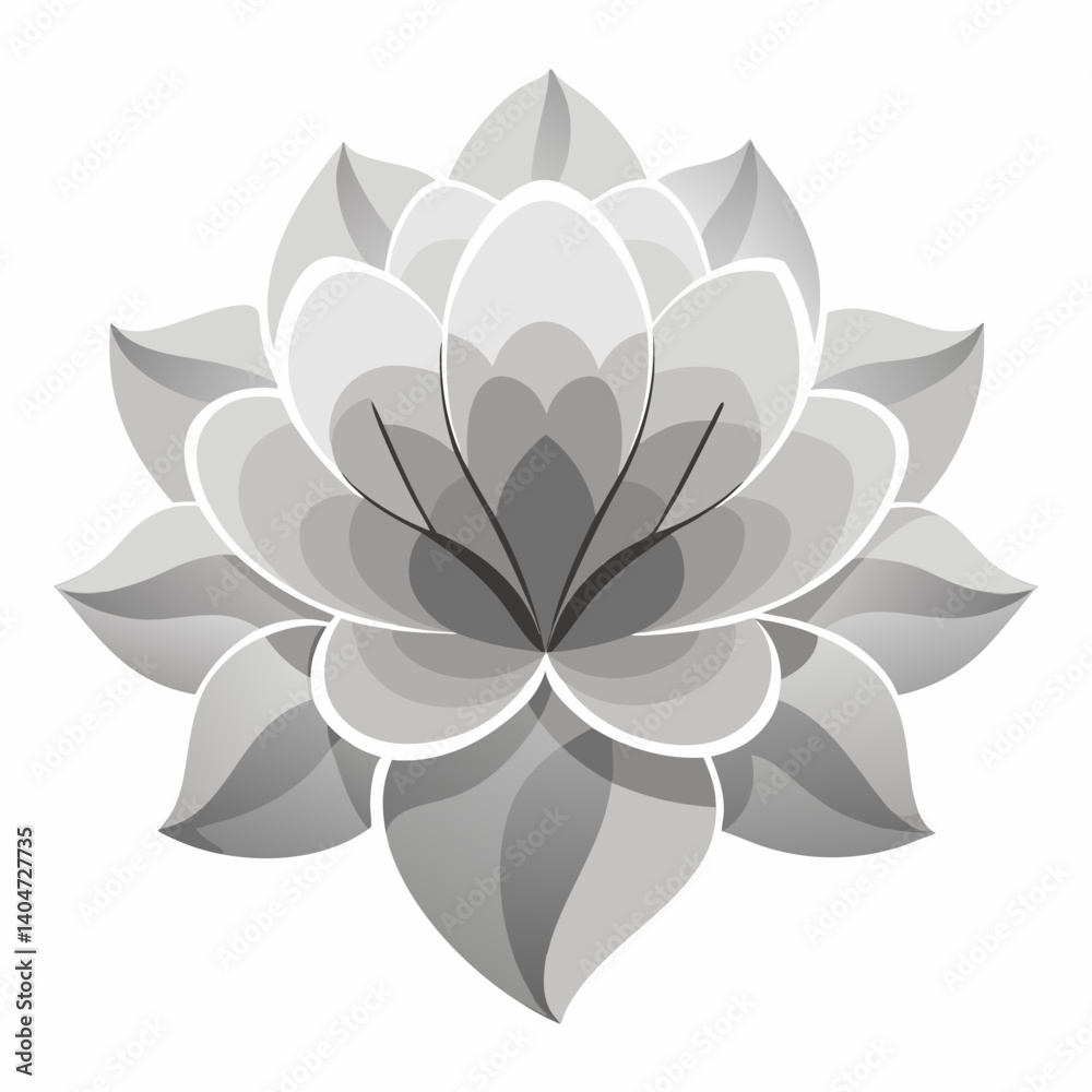 Fototapeta premium Elegant Grayscale Stylized Flower Illustration with Translucent Petals.