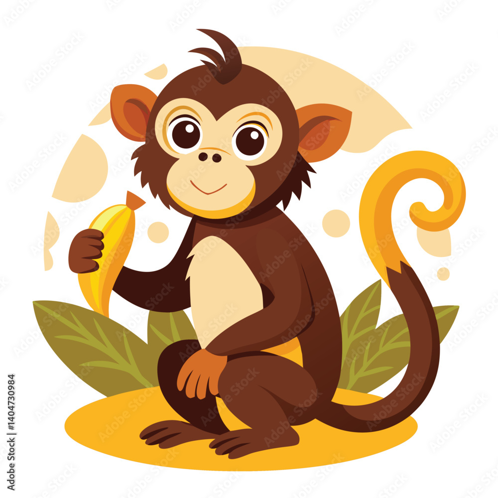 Fototapeta premium monkey with a bananna vector 