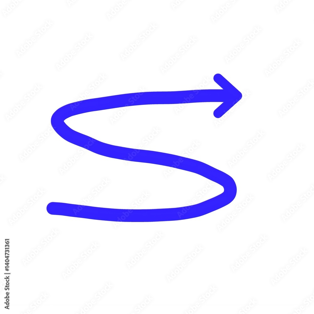 Blue curving arrow pointing right symbolizing progress Blue curving arrow pointing right symbolizing progress