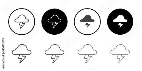 Cloud storm icon Symbol line set