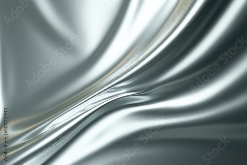 A mesmerizing display of flowing silver fabric, the image captures the elegance of drapery, smooth curves and graceful motion. 