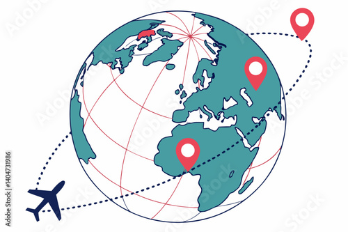 Global business concept illustration depicting a 3D sphere representing the interconnected world.