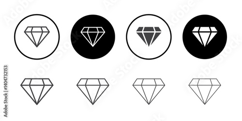 Diamond icon Symbol line set