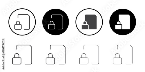 Locked file icon Symbol line set