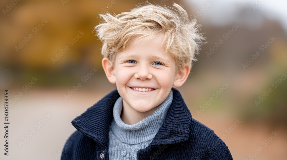 Close Up Portrait of Elegant Young Boy with Light Hair Smiling in Nature Background Close Up Portrait of Elegant Young Boy with Light Hair Smiling in Nature Background