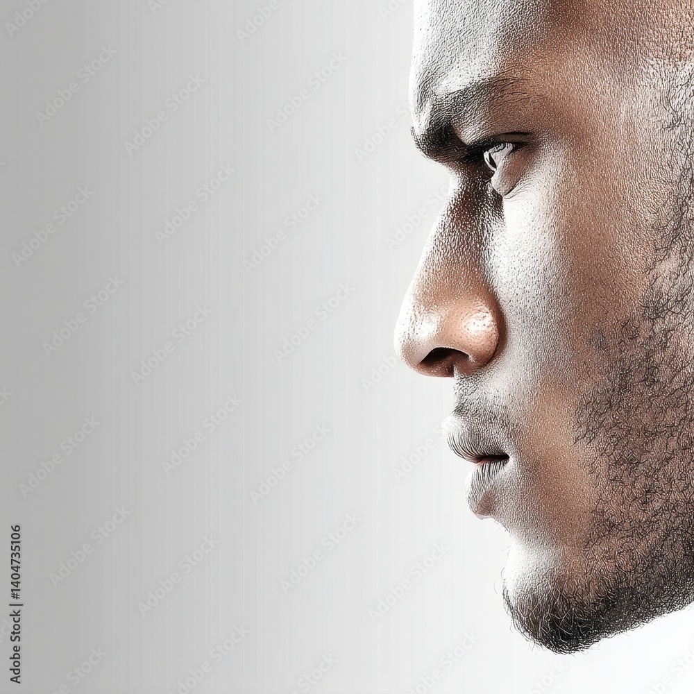 Close-Up Elegant Portrait of a Person with Realistic Features in a Minimalistic Style Close-Up Elegant Portrait of a Person with Realistic Features in a Minimalistic Style