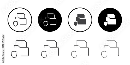 Protected file folder icon Symbol line set