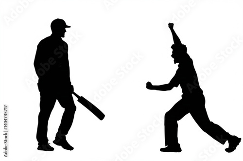 Cricket Bowler’s Victory Celebration  Sports Action Silhouette