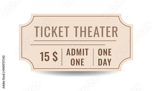 Classic theater ticket template. Vector coupon on white background