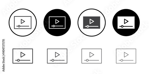Video player icon Symbol line set