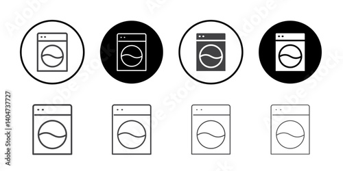Washing machine icon Symbol line set