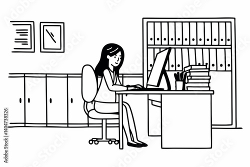 Young female accountant working in office
