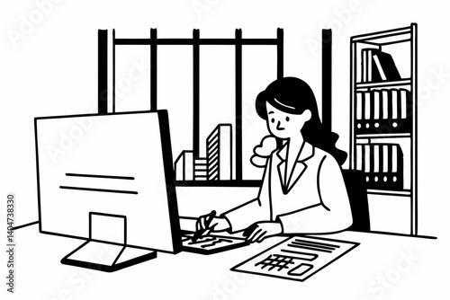Young female accountant working in office