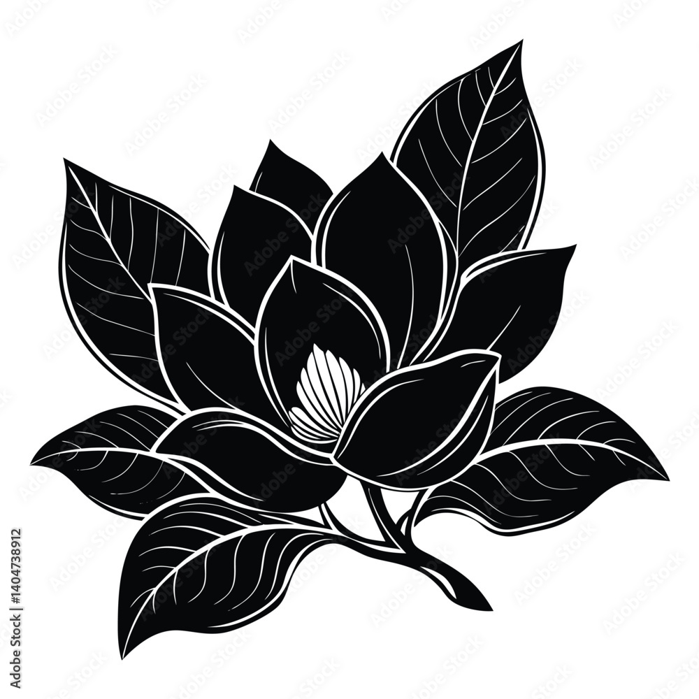 Abstract floral vector illustration featuring a stylized lotus blossom with leaf elements, a beautiful nature-inspired design Abstract floral vector illustration featuring a stylized lotus blossom with leaf elements, a beautiful nature-inspired design