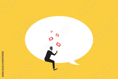 Social media influencer. Concept of social Media addiction, popularity, influence, modern lifestyle
