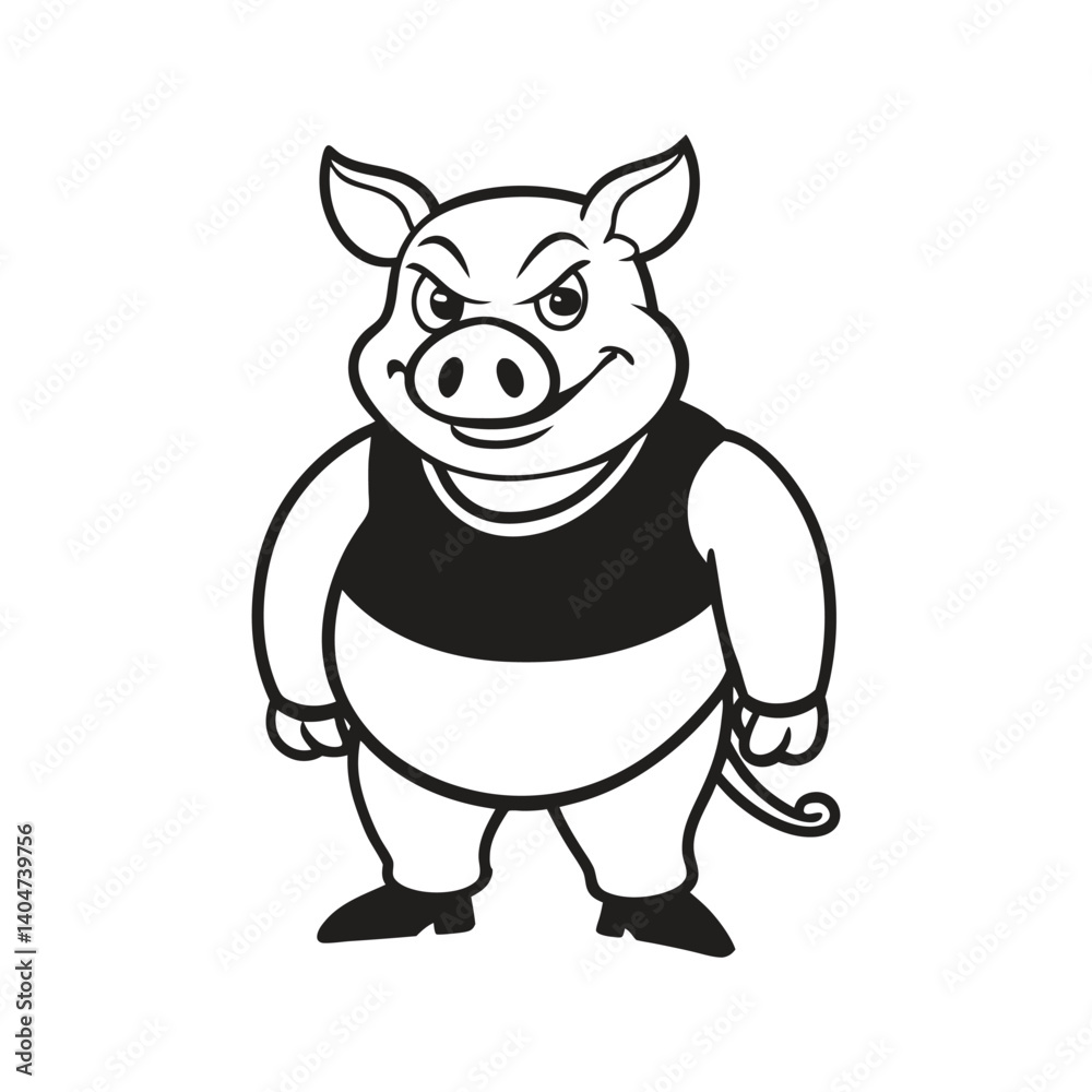 Vector illustration of a cartoon pig